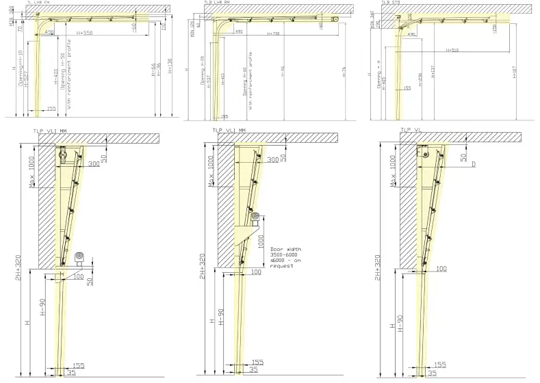 варианты установки секционных ворот